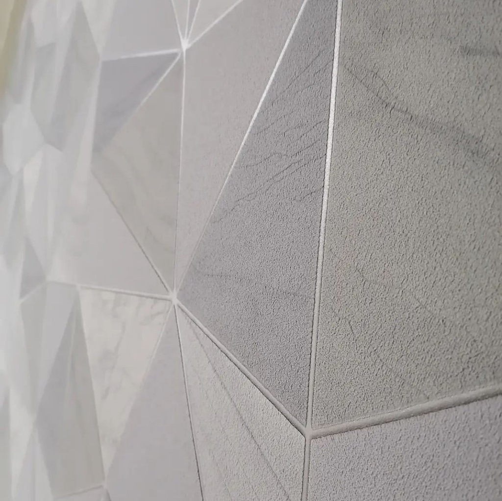 Papel tapiz geométrico gris plateado 5.30mt2 16c7002
