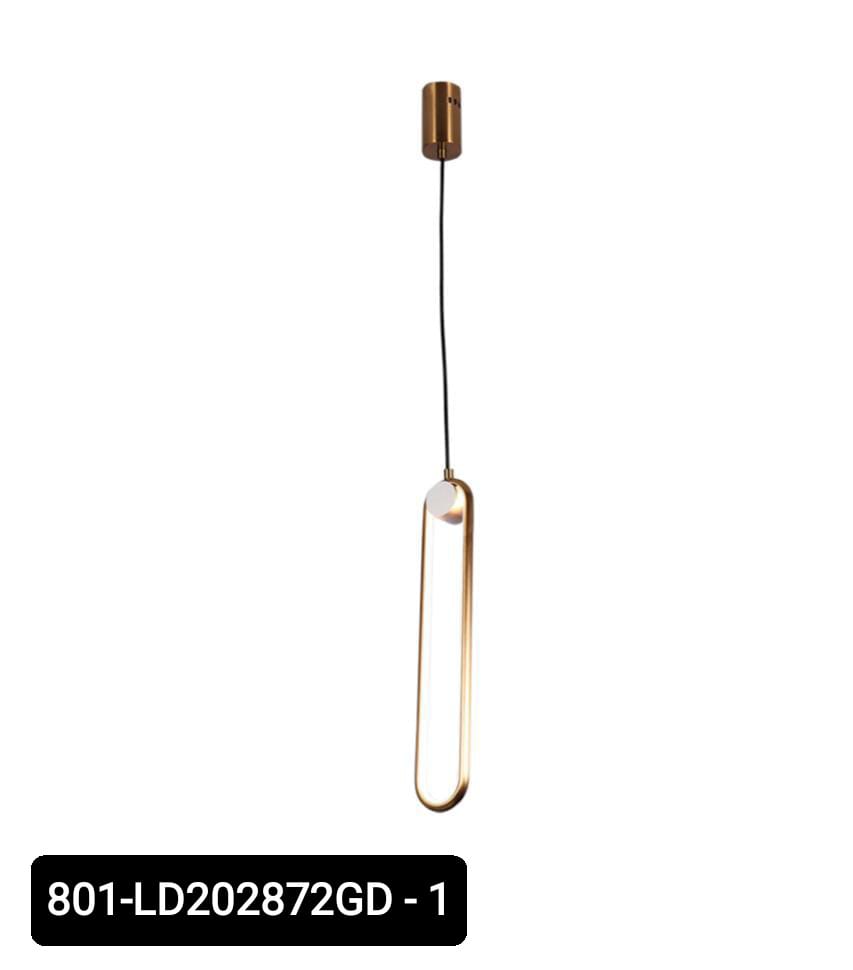 Lampara colgante LED simple de aluminio dorada 801-LD202872GD Size 82x165 cm