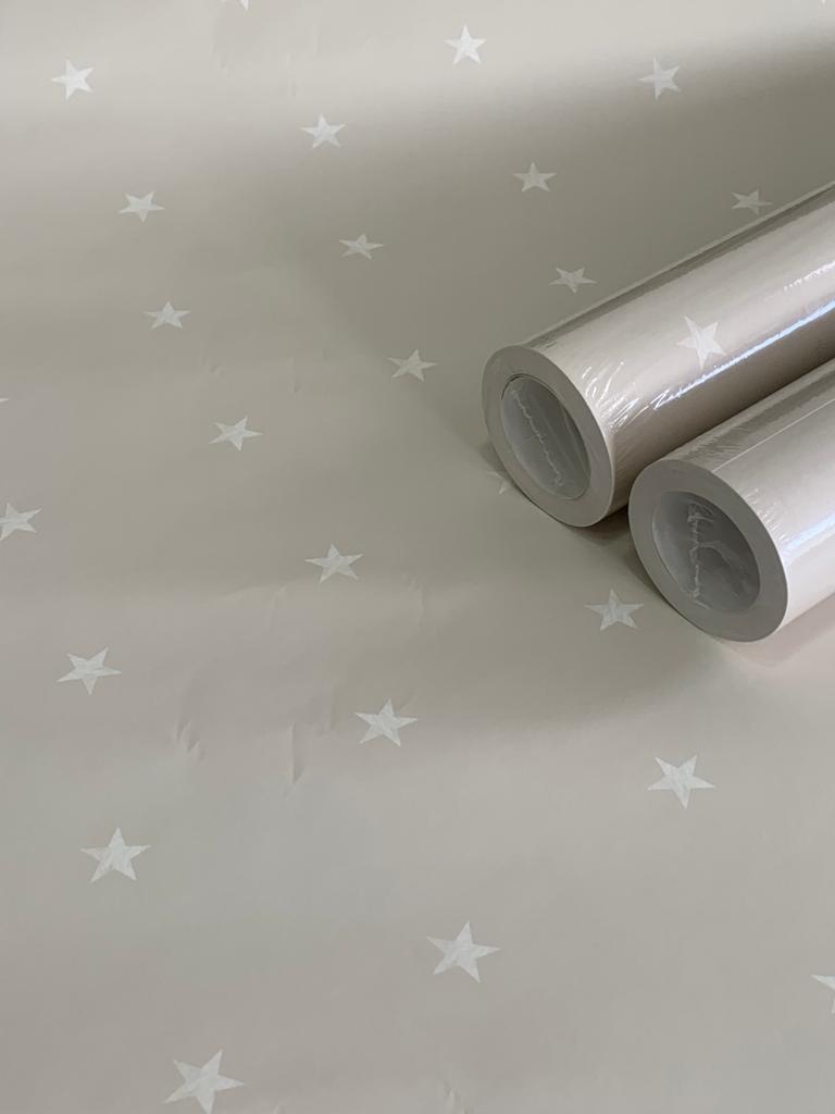 Papel Tapiz Crema con Estrella Blanca 5,20mt2- FD41279
