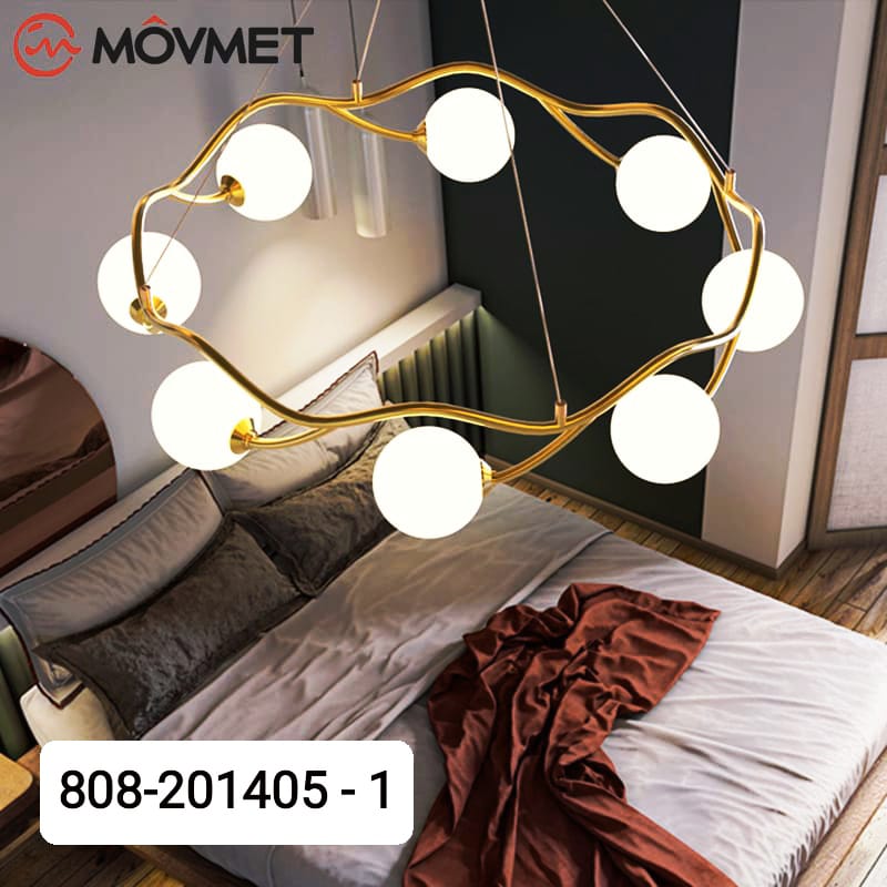 Lampara de araña moderna redonda dorado LED 808-201405 Size