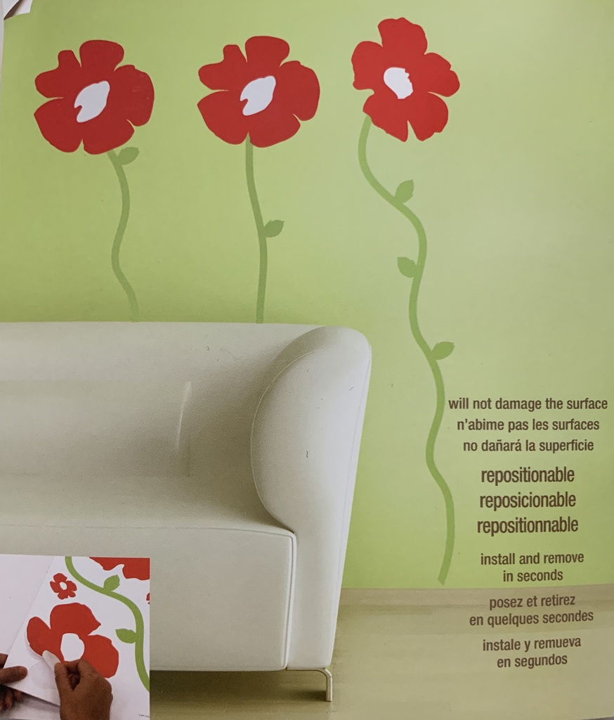 Flores Poppy Rojas, 24 Apliques -York RMK1168GM