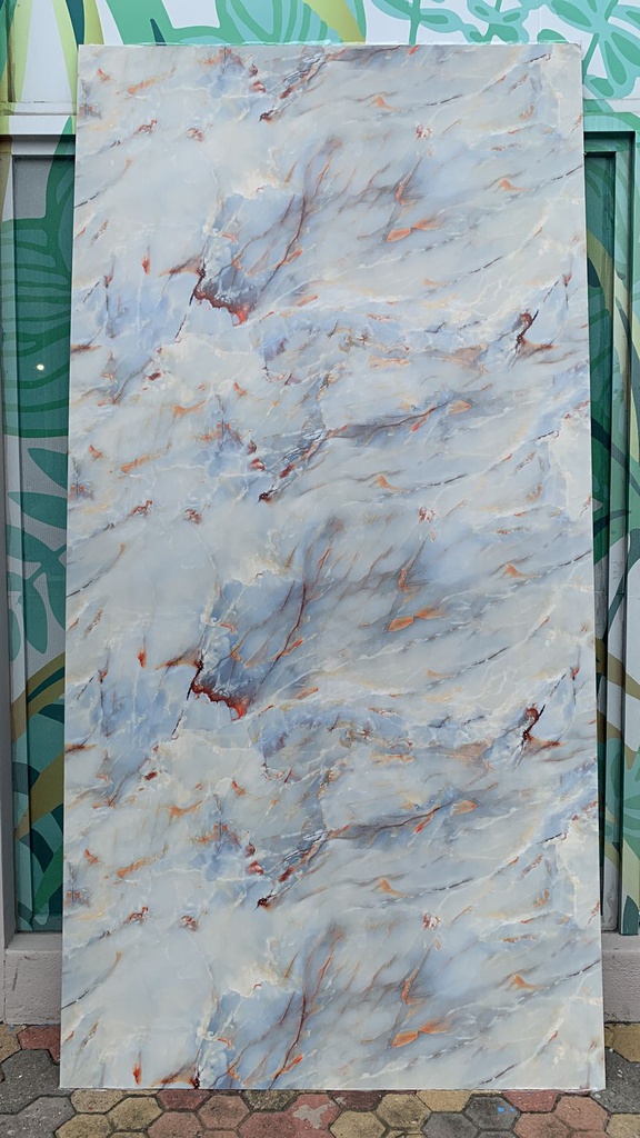 Plancha marmoleada PVC Celeste/Dorado YYJ-16 1.22 X 2.44ML